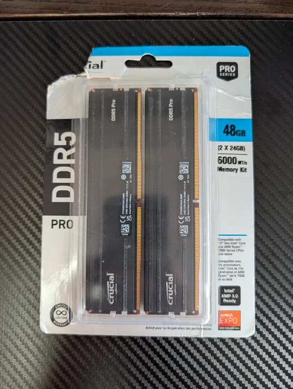 Crucial DDR5 PRO Series 48GB (2x24GB) 6000 MT/s Kit Mémoire RAM